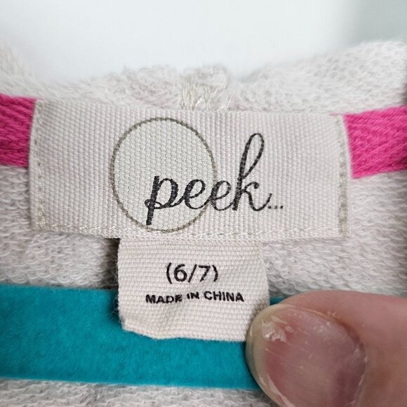 Peek Oatmeal Floral Embroidered Zip Front Hoodie 6/7 - Picture 4 of 8